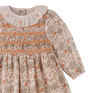 Платье с длинным рукавом Gingersnaps "Baby Trixie Bunny Meadows", кремовое